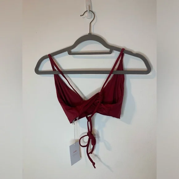 NWT Andie Swim The Elwood Bikini Top - Gloss - Sangria - Picture 4 of 6